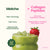 Blume Iced Strawberry Matcha Superfood Latte with strawberry on a white background, featuring text about matcha, collagen peptides, and strawberry flavor.